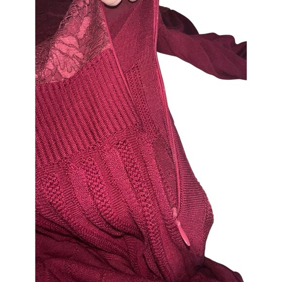 Valentino Guipure Lace & Wool Knit long Sleeve Dress Abito Sz M Red $3290 - Picture 11 of 14
